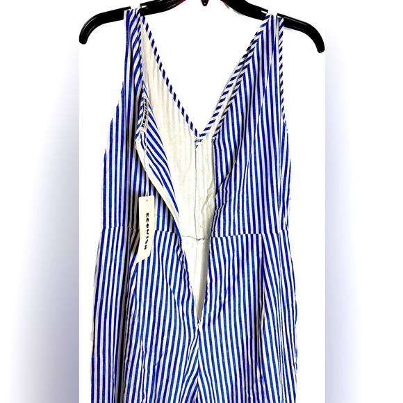 Cute Jumpsuit, Small, Blue & White Stripes, NWT, Zips in Back, Lined, Pockets - Picture 4 of 12